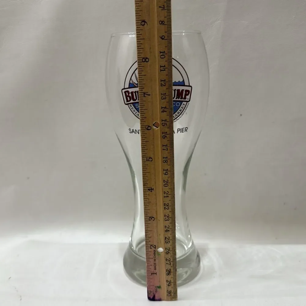 Bubba Gump Shrimp Co. Clear Glass Bar Accessory Santa Monica Pier 20 Oz Red Blue